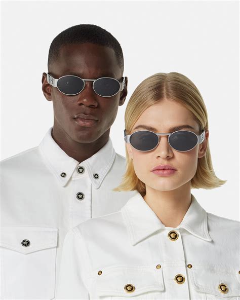 versace aviator sunglasses with side medusa|Versace 60mm embellished oval sunglasses.